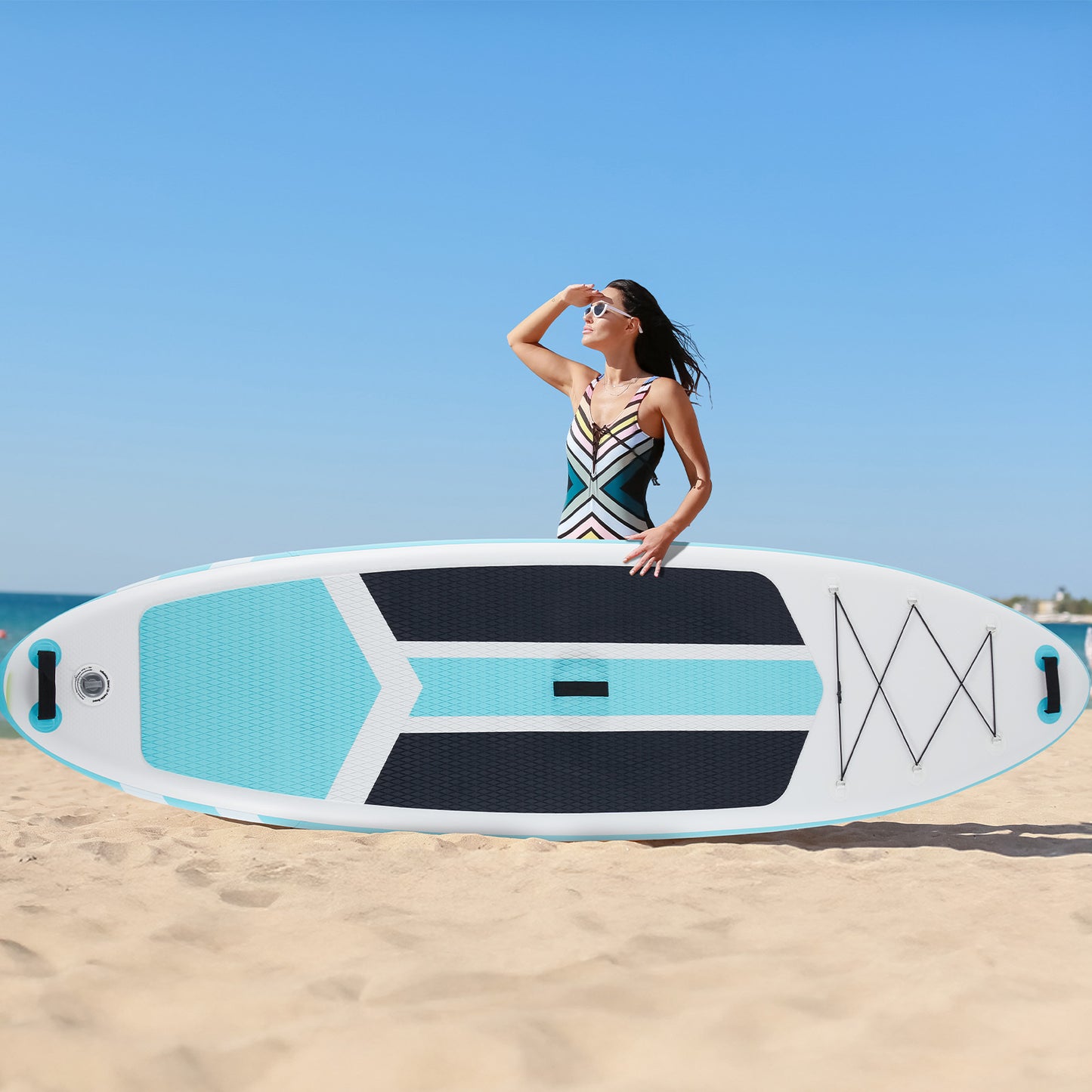 10’5” Inflatable Stand Up Paddle Board – Complete SUP Kit with Paddle, Leash, Pump & Backpack, Stable Non-Slip Deck for All Skill Levels