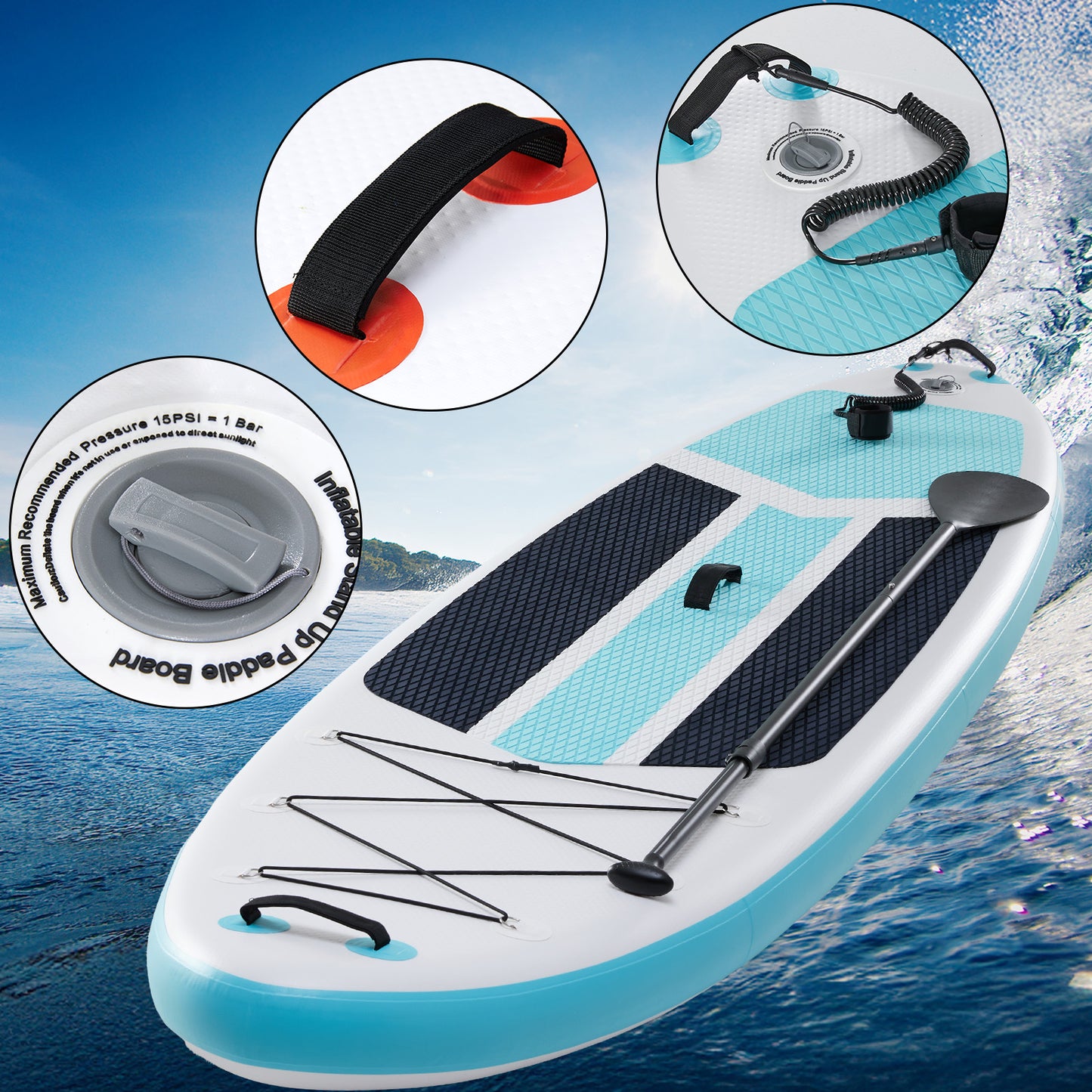 10’5” Inflatable Stand Up Paddle Board – Complete SUP Kit with Paddle, Leash, Pump & Backpack, Stable Non-Slip Deck for All Skill Levels